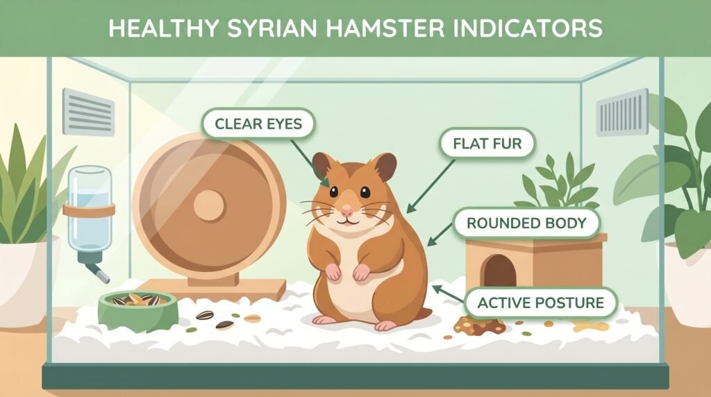 healthy–syrian–hamster–in–a–clean–enclosure–with–labeled–health–indicators–including–clear–eyes–flat–fur–and–alert–posture