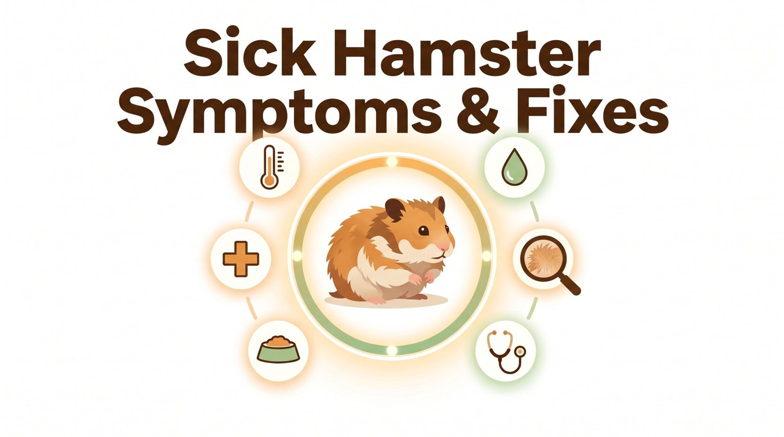 syrian–hamster–surrounded–by–health–check–icons–representing–sick–hamster–symptoms–and–fixes