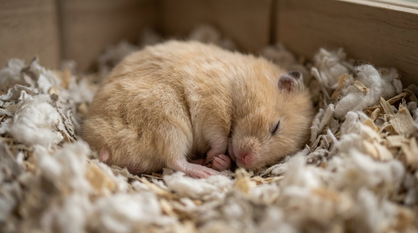 a-golden-syrian-hamster-curled-still-in-bedding