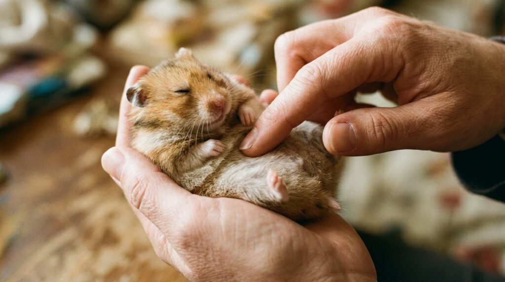 checking-a-hamsters-core-body-temperature-by-touching-its-belly
