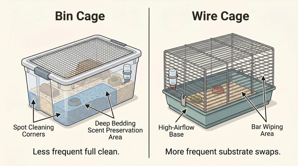 comparing-bin-cage-and-wire-cage-cleaning-and-ventilation-zones