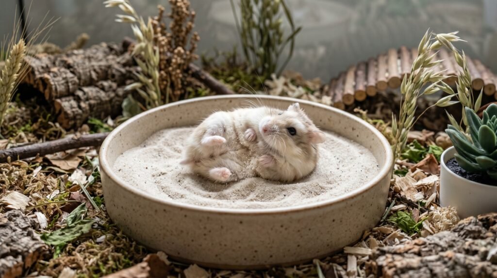 roborovski-dwarf-hamster-bathing-in-large-ceramic-sand-bath-zone