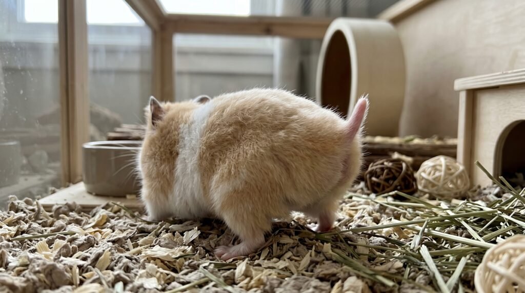 a-rear-view-photograph-of-a-female-hamster-in-heat-lifting-her-tail