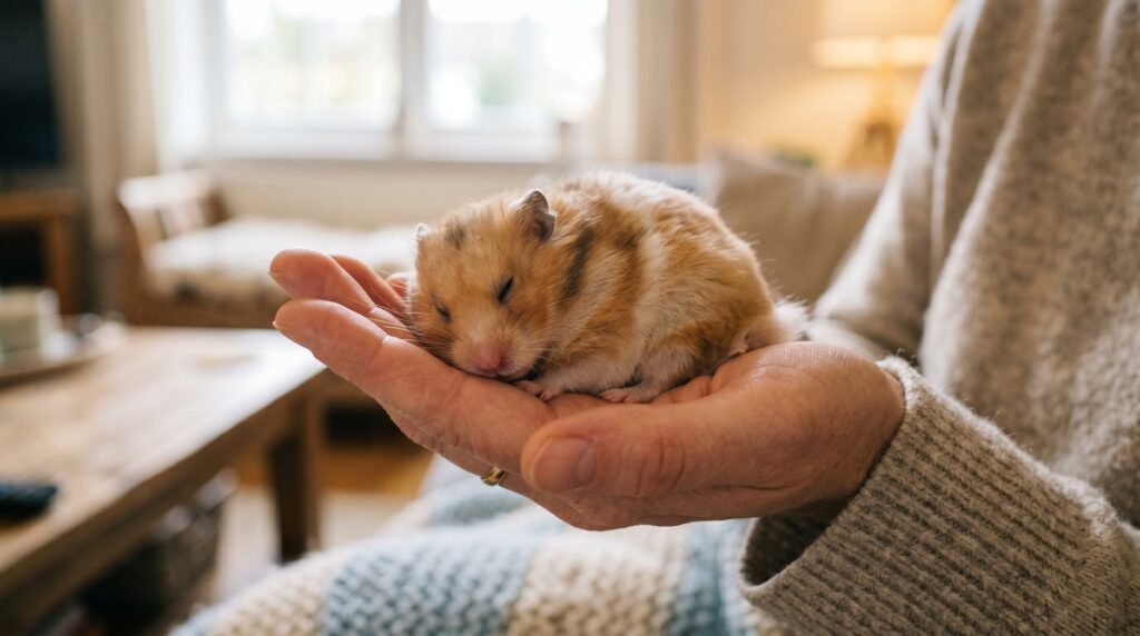 fully–tamed–hamster–sleeping–in–hand