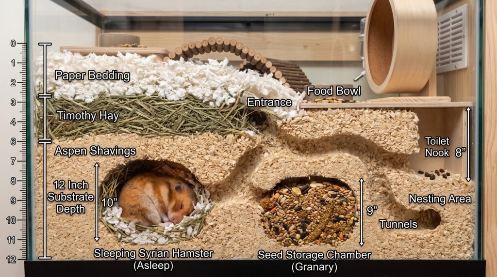 cross-section-of-hamster-burrow-system-in-deep-substrate
