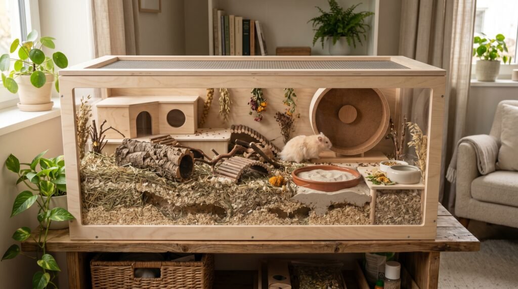 large–naturalistic–wooden–hamster–enclosure–with–deep–bedding