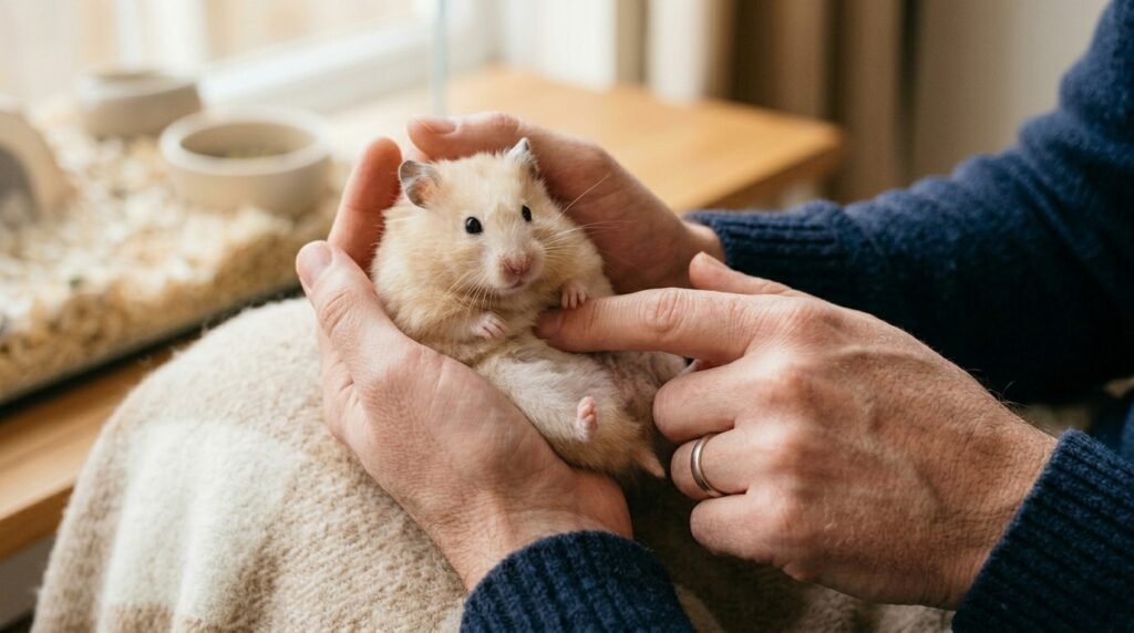 weekly-wellness-check-by-gently-feeling-a-hamster
