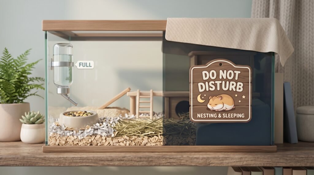 animated-illustration-of-a-hamster-maternity-cage-with-a-do-not-disturb-sign