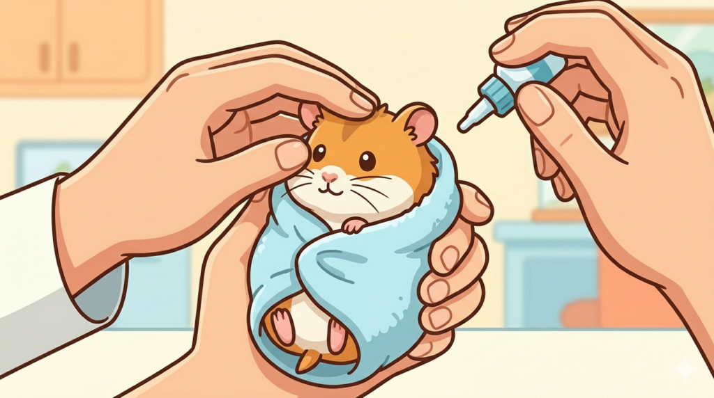 animated–illustration–hand–holding–swaddled–hamster–securely–washcloth