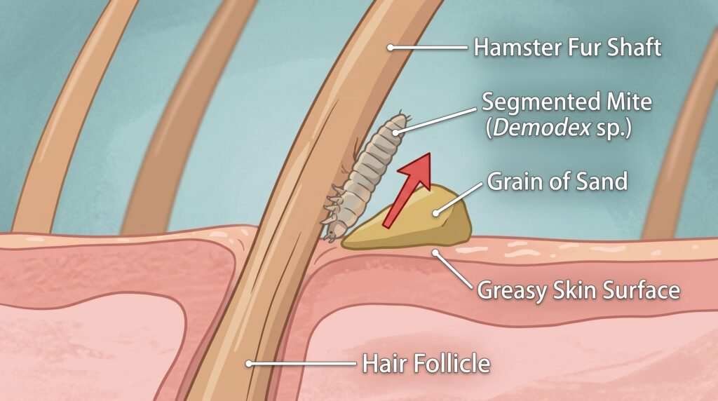magnified–animated–diagram–of–sand–grains–physically–dislodging–mites–from–hamster–fur