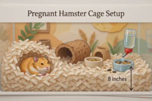 pregnant–hamster–cage–setup–featured–infographic–showing–cross–section–of–cozy–maternity–cage–with–deep–bedding–and–cork–hide