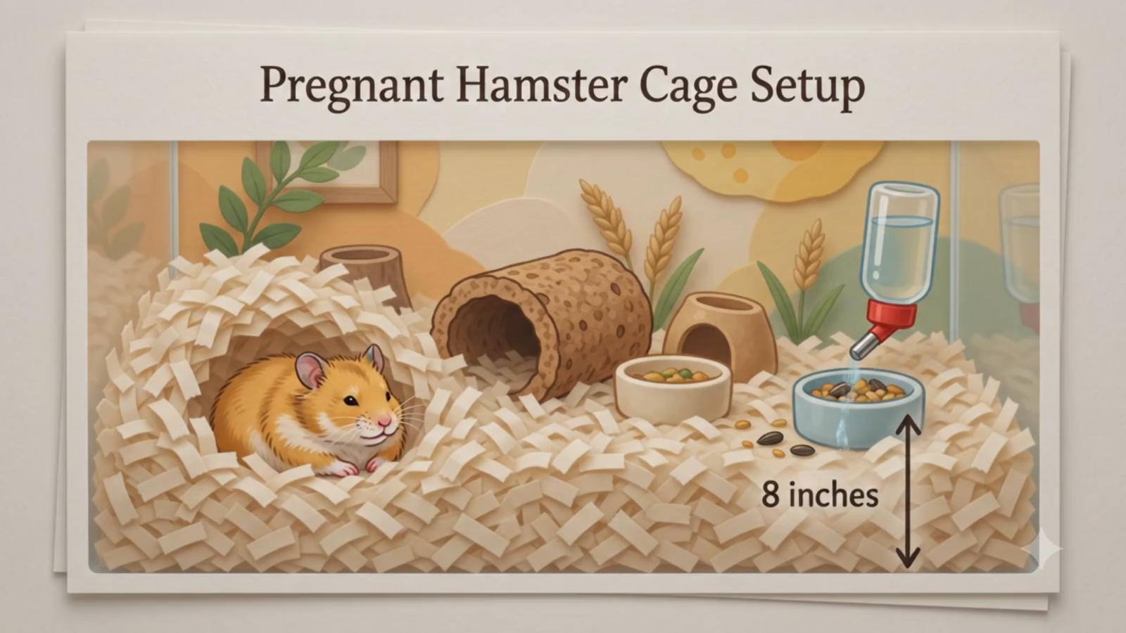 pregnant–hamster–cage–setup–featured–infographic–showing–cross–section–of–cozy–maternity–cage–with–deep–bedding–and–cork–hide