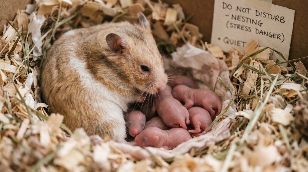 baby–hamsters–in–nest–preventing–accidental–breeding