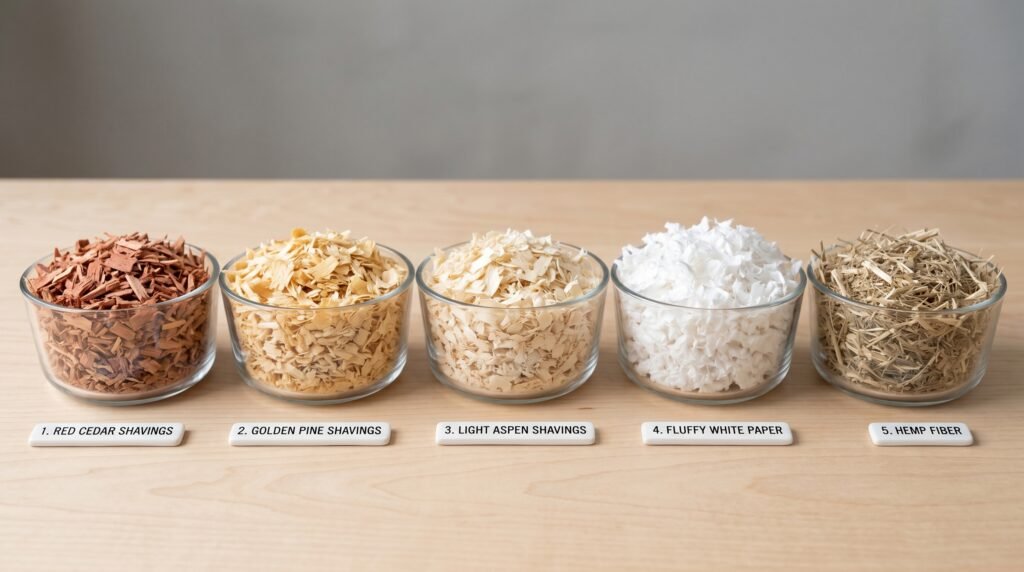 side-by-side-comparison-of-hamster-bedding-types-cedar-pine-aspen-paper-and-hemp-samples
