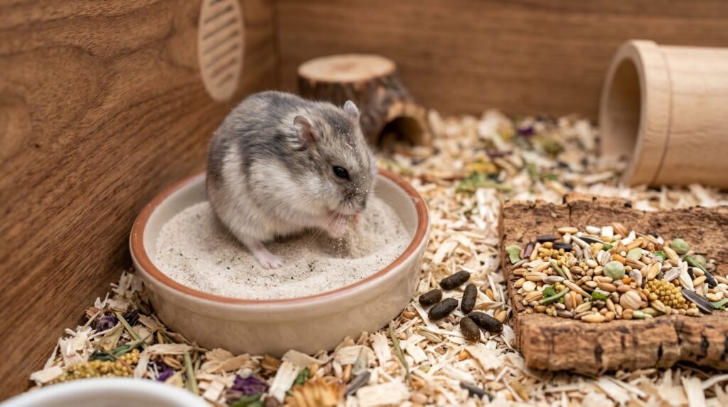 visual-inspection-of-normal-hard-hamster-droppings-and-food-hoard