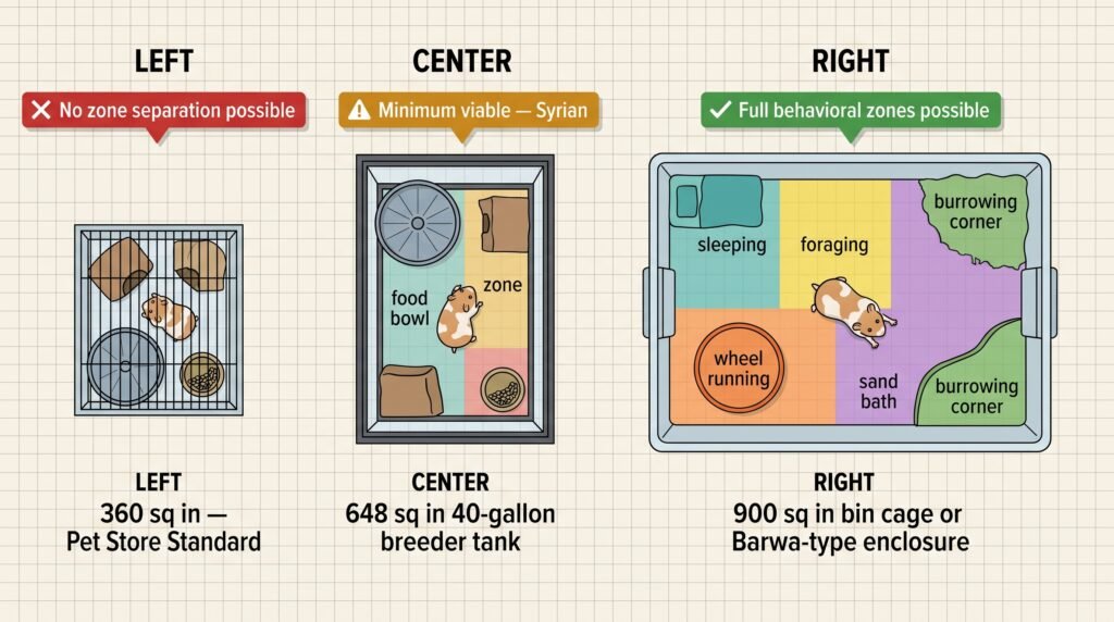 animated–overhead–infographic–comparing–three–hamster–cage–sizes–360–648–and–900–square–inches–with–behavioral–zone–mapping