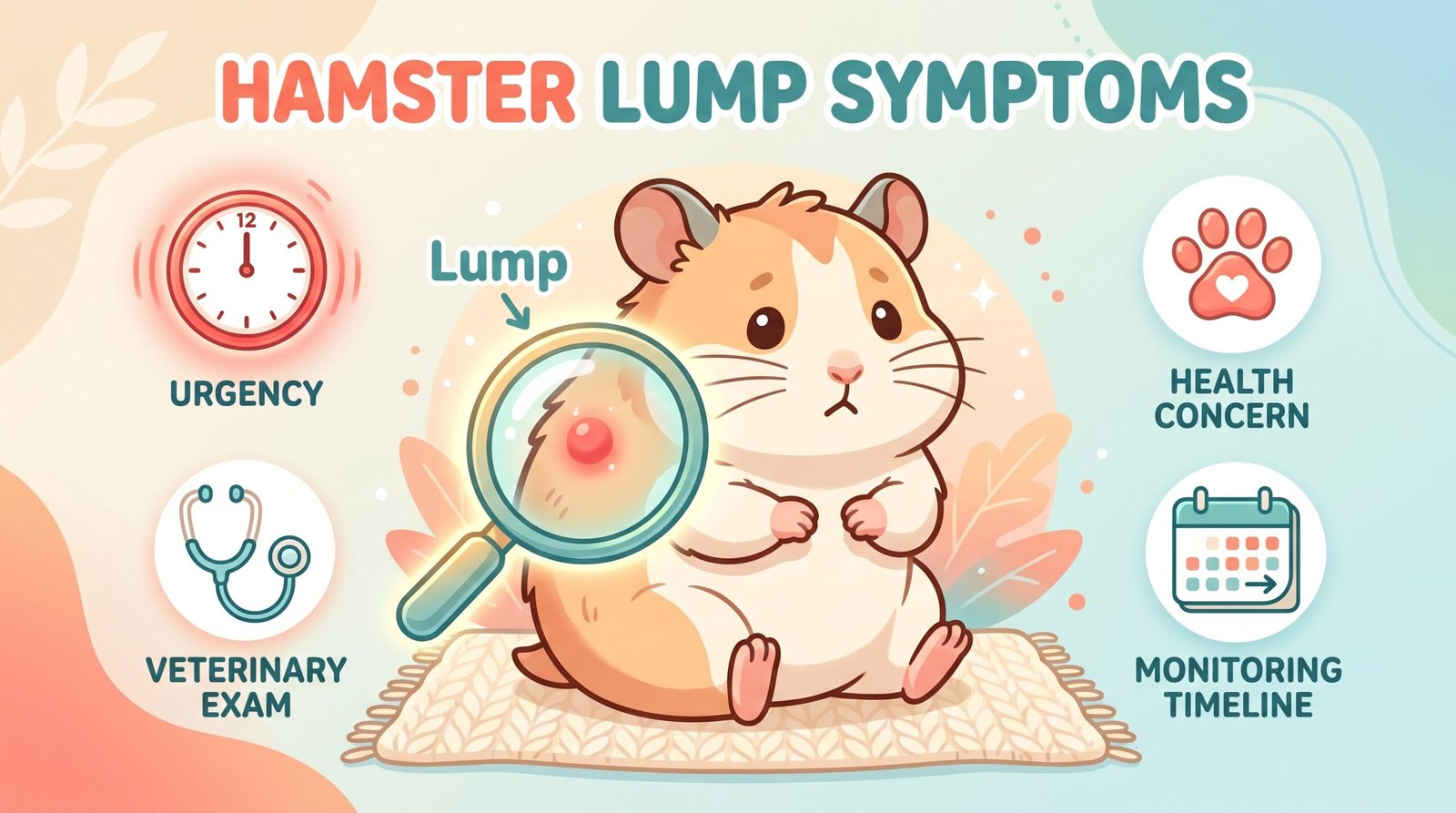 animated–infographic–of–a–cartoon–syrian–hamster–with–a–glowing–magnifying–glass–highlighting–a–lump–on–its–flank–surrounded–by–vet–icons
