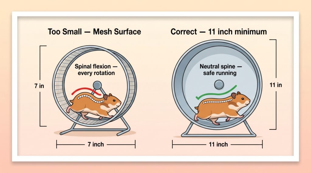 animated–infographic–comparing–small–mesh–hamster–wheel–with–spinal–arching–versus–correct–11–inch–solid–wheel–with–neutral–spine