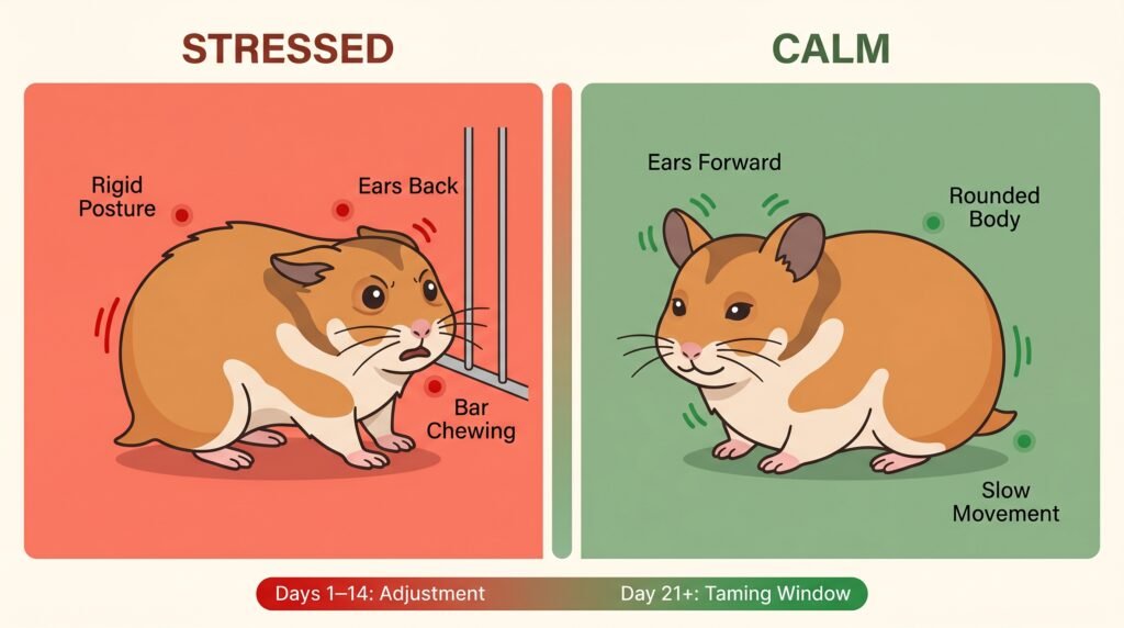 stressed–hamster–versus–calm–hamster–body–language–infographic–with–labeled–stress–signs–and–relaxed–posture–indicators